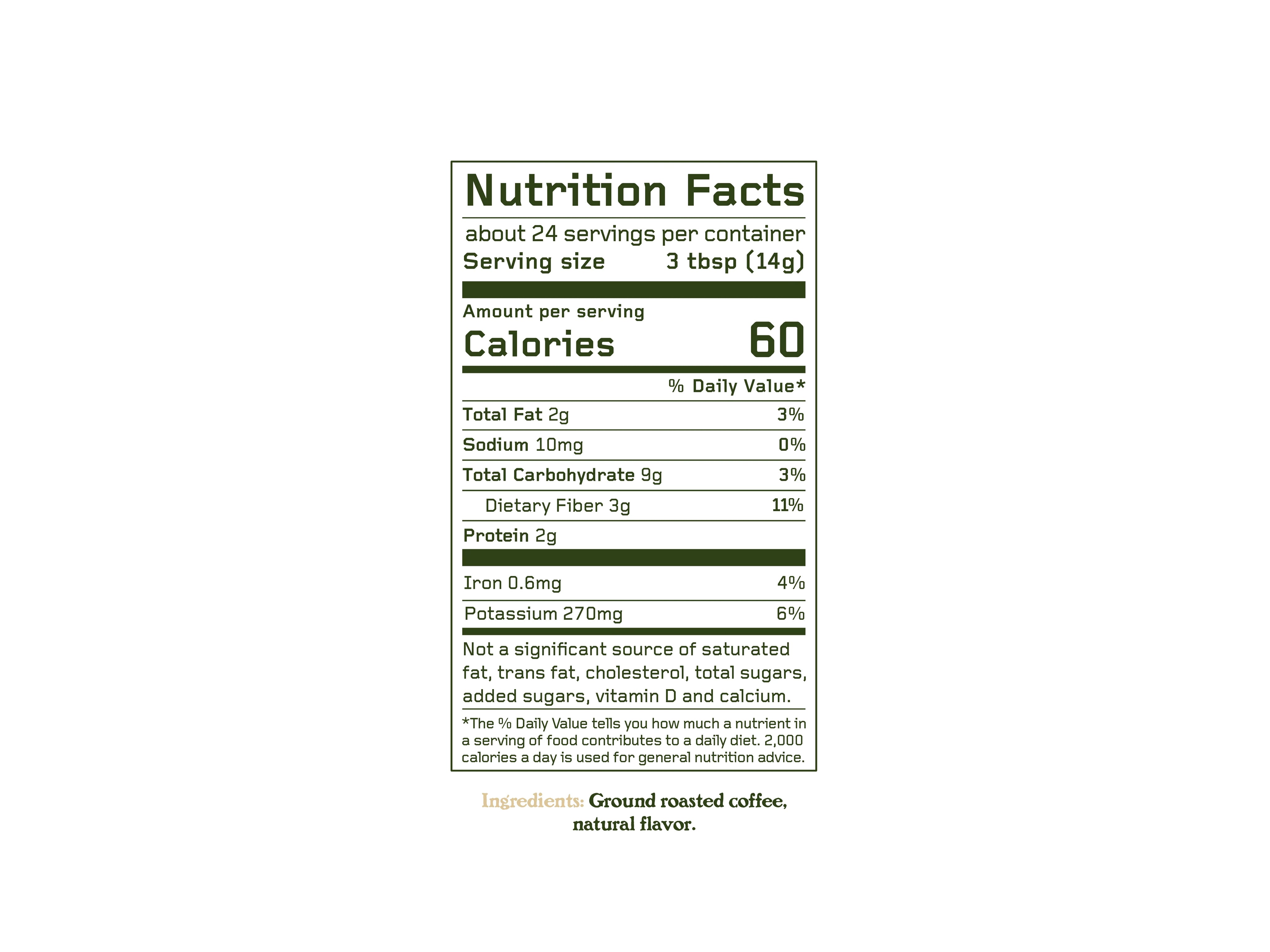 Brewed medium roast coffee enriched with the nutty flavor of piñon.