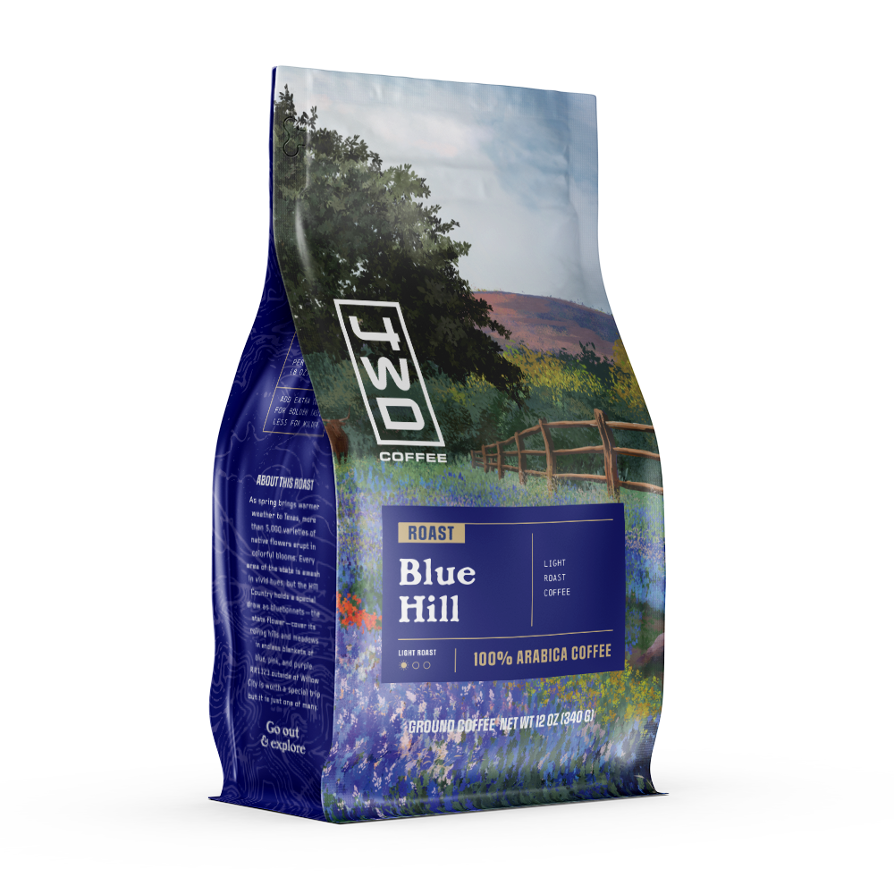 Brewed organic light roast coffee with a clean, crisp finish.