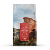 100% Arabica coffee beans for bold roast with deep smoky flavor.